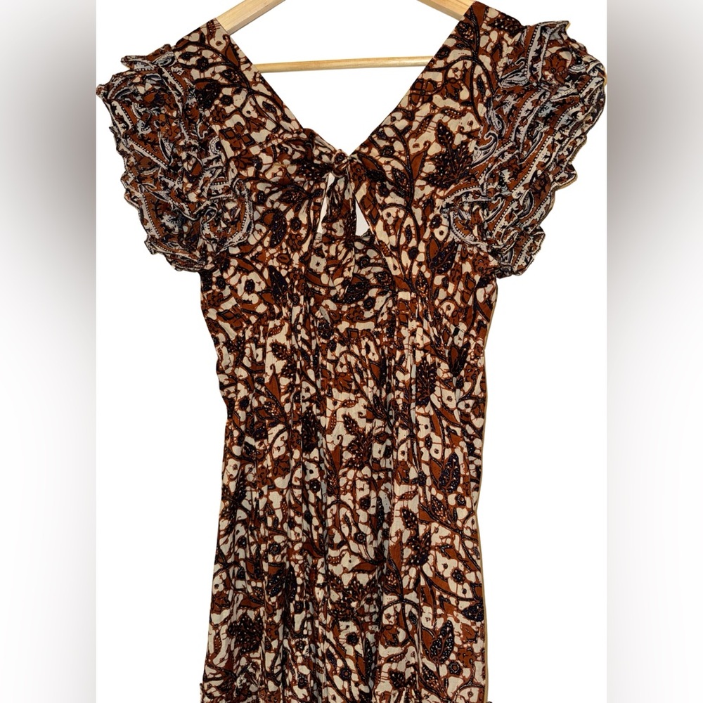 Anthropologie Love The Label 100% Cotton Mirabelle Ruffled Maxi Dress S Honey - Picture 9 of 11